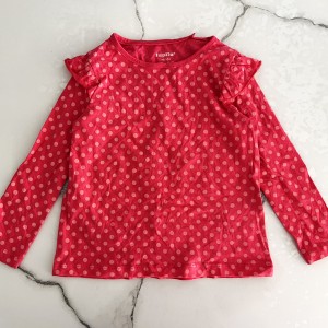 بلوز آستین چیندار صورتی خالخالی لوپیلو kids