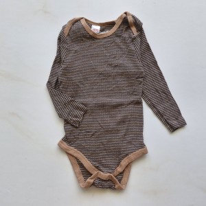 بادی آستین بلند کبریتی راه راه نسکافه ای مشکی لوپیلو