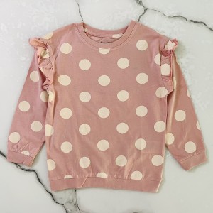 بلوز  آستین چیندار خال خالی صورتی لوپیلو kids