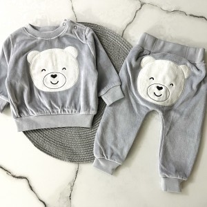 بلوز شلوار مخمل خرس طوسی وچیون