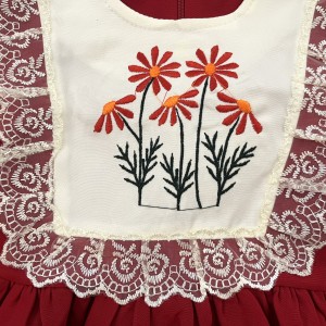 پیراهن یلدایی قرمز گل بابونه kids