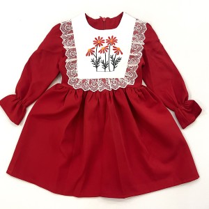 پیراهن یلدایی قرمز گل بابونه kids