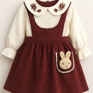 پیراهن یلدایی مخمل کبریتی خرگوش kids