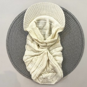 کلاه بافت نقاب دار شیری kids