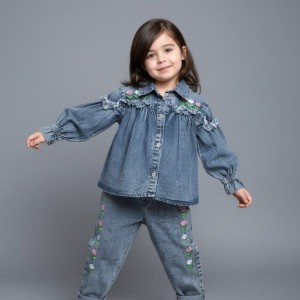 شومیز شلوار گلدار جین پرنیان kids