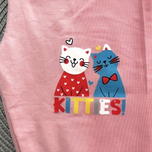 بلوز شلوار دورس گربه خوشحال صورتی  kids