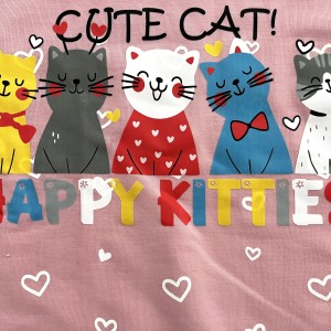 بلوز شلوار دورس گربه خوشحال صورتی  kids