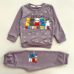 بلوز شلوار دورس گربه خوشحال یاسی kids