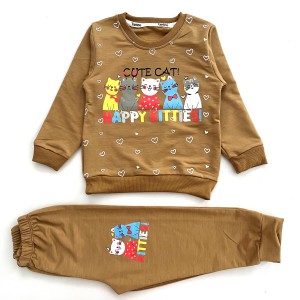 بلوز شلوار دورس گربه خوشحال قهوه ای kids