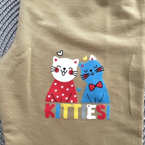 بلوز شلوار دورس گربه خوشحال خاکی kids