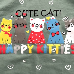 بلوز شلوار دورس گربه خوشحال سبز kids