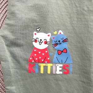 بلوز شلوار دورس گربه خوشحال سبز kids