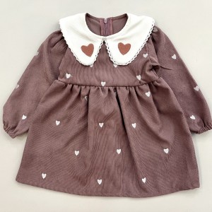 پیراهن مخمل کبریتی قلب یاسی kids