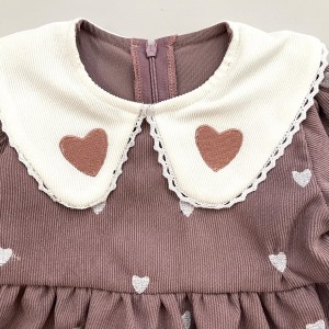 پیراهن مخمل کبریتی قلب یاسی kids