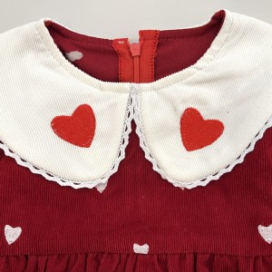 پیراهن مخمل کبریتی قلب قرمز kids