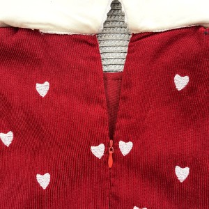 پیراهن مخمل کبریتی قلب قرمز kids