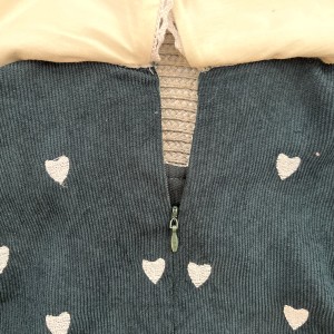 پیراهن مخمل کبریتی قلب سبز kids