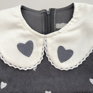 پیراهن مخمل کبریتی قلب طوسی kids