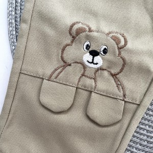 شلوار کتان تدی کرم خاکی