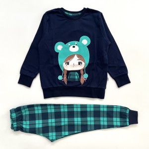 بلوز شلوار دختر کلاهدار بزرگ سبز وچیون kids