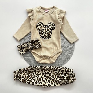 بادی شلوار تل میکی پلنگی کرمی AMIN