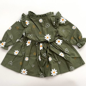 پیراهن گل گلی سبز kids