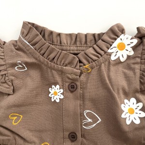 پیراهن گل گلی قهوه ای kids