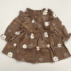 پیراهن گل گلی قهوه ای kids