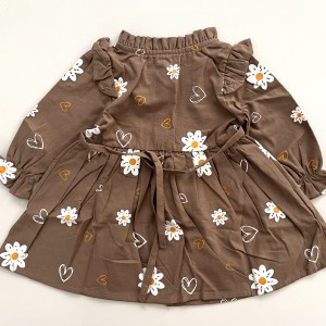 پیراهن گل گلی قهوه ای kids
