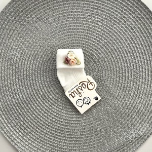 جوراب نوزادی لب برگردون سه گل