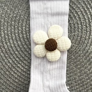 جوراب شلواری گلدار سفید کد 2