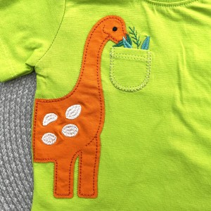 تیشرت و شلوار دایناسور گلدوزی سبز وچیون