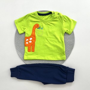 تیشرت و شلوار دایناسور گلدوزی سبز وچیون