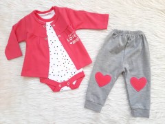 ست 3 تکه طرح قلب گلدوزی لایت