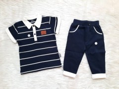 ست 2 تکه آستین کوتاه طرح سرمه ای راه راه