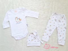 ست 3 تکه کلاه دار طرح یونیکورن لایت