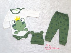 ست 3 تکه کلاه دار طرح قورباغه