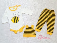 ست 3 تکه کلاه دار طرح زنبور