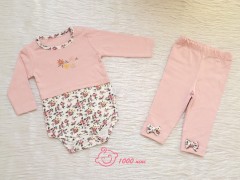 بادی شلوار گلدوزی طرح گل مهتا بیبی