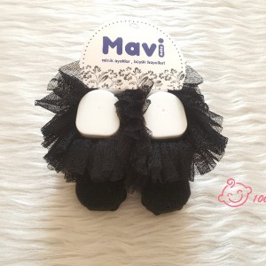 جوراب ساق کوتاه لبه تور ماوی