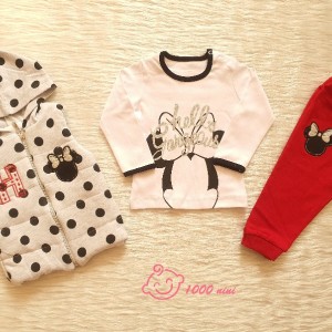 ست 3 تکه توپی طرح میکی موس قرمز مهتابیبی