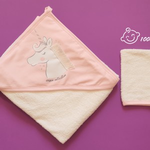 ست حوله و لیف طرح یونیکورن آرین