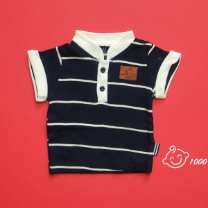 تی شرت آستین کوتاه سرمه ای راه راه نیلی