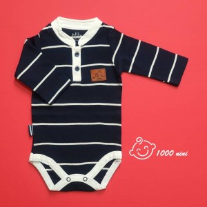 زیردکمه ای آستین بلند سرمه ای راه راه نیلی