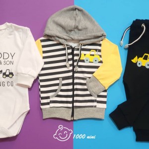 ست 3 تکه سویشرت طرح تراکتور لایت