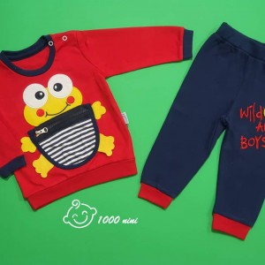 بلوز شلوار طرح قورباغه مهتابیبی 3386