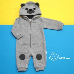 سرهمی گلدوزی طرح خرس خاکستری مهتابیبی 3471