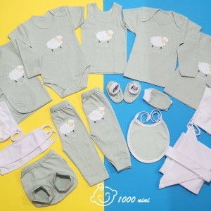 ست 20 تکه طرح بره سبز خاکستری آرین