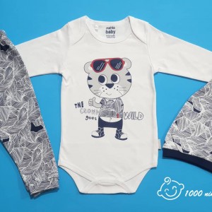 سه تکه کلاه دار طرح گربه و عینک مهتابیبی3355