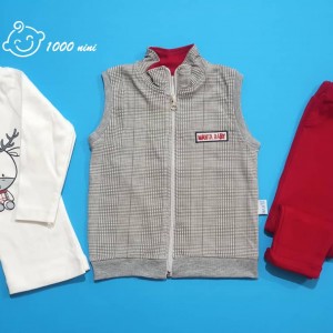 ست 3 تکه ژیله ای چهارخونه طرح گوزن